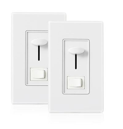 Cloudy Bay 2-pack white in-wall slide dimmer switches with wall plates