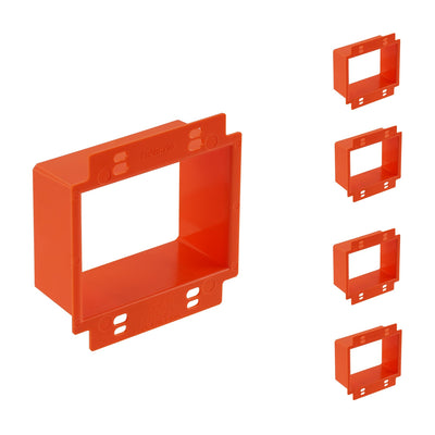 Cloudy Bay Four orange plastic two-gang outlet box extension rings arranged in two rows, 4 pack