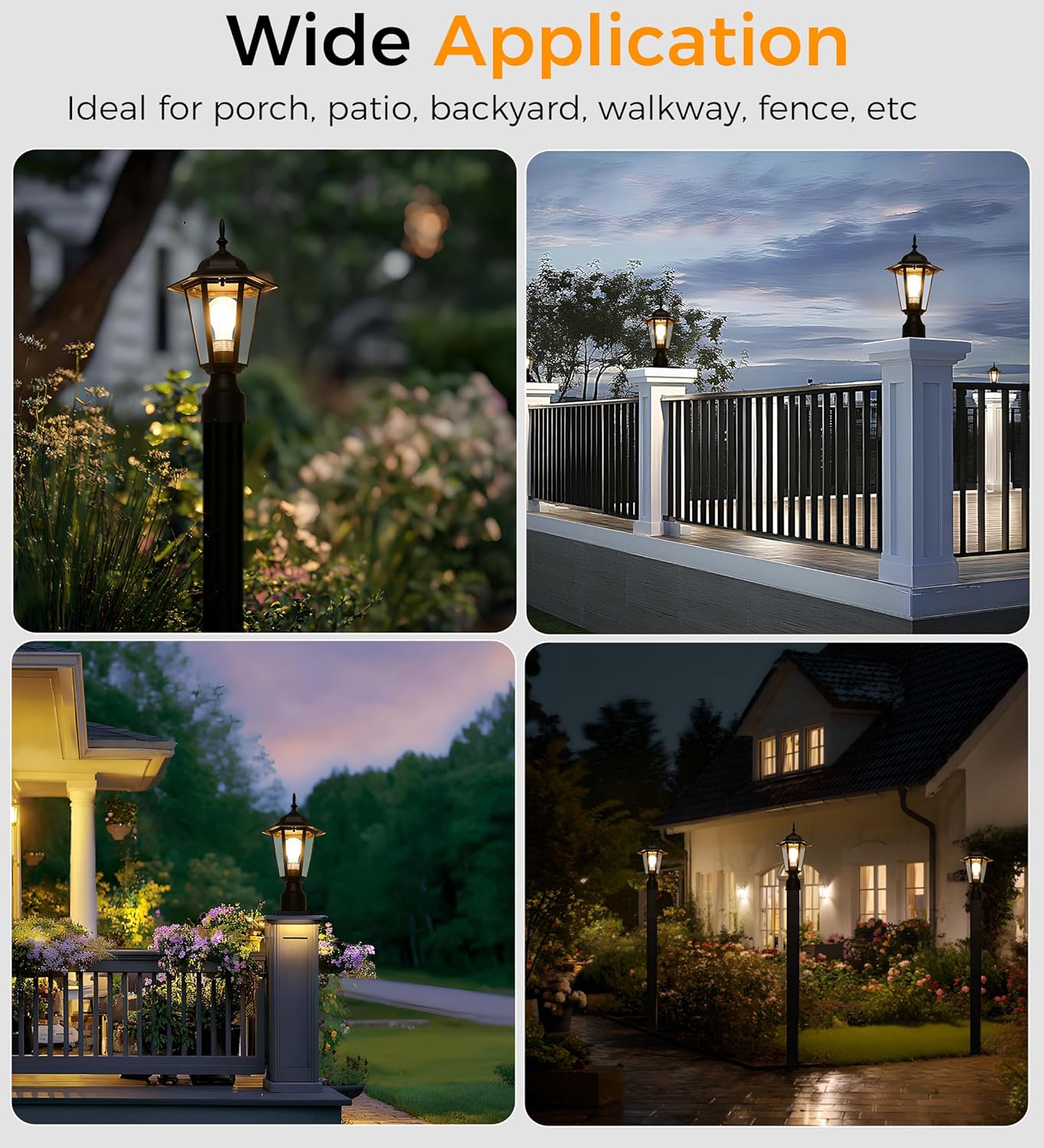 Outdoor Post Light, Pole Lantern, Hardwired, Pier Mount Pole Mount, 60W Max,Aluminum Housing Plus Glass,Black