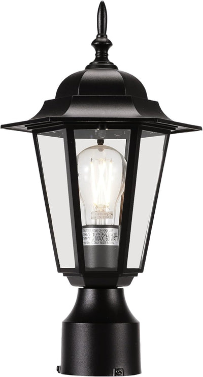 Outdoor Post Light, Pole Lantern, Hardwired, Pier Mount Pole Mount, 60W Max,Aluminum Housing Plus Glass,Black