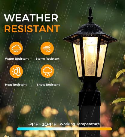 Outdoor Post Light, Pole Lantern, Hardwired, Pier Mount Pole Mount, 60W Max,Aluminum Housing Plus Glass,Black