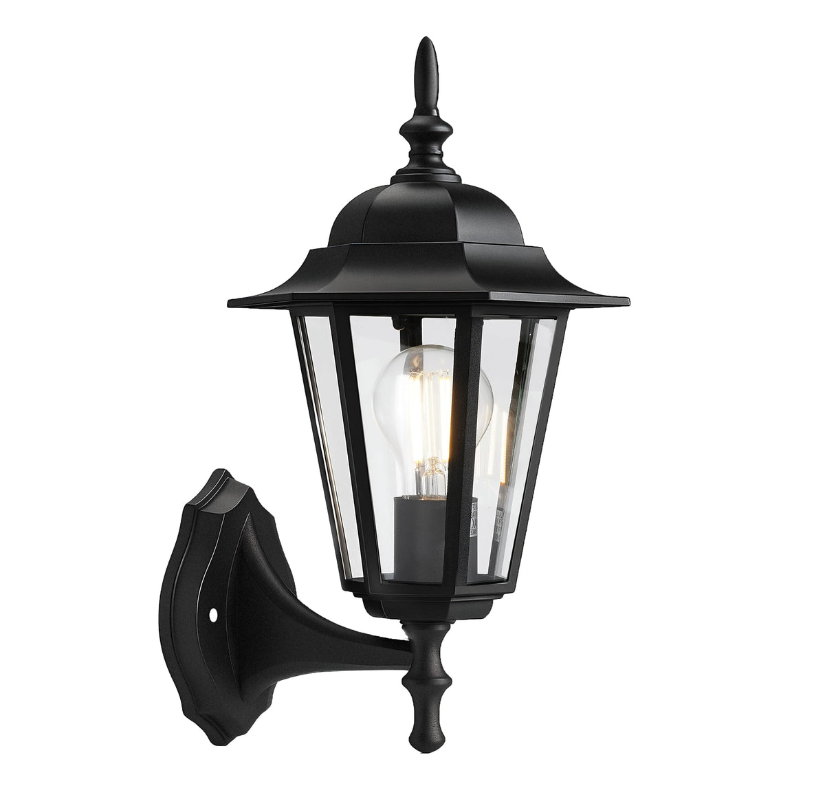 Cloudy Bay black lantern wall sconce, white background