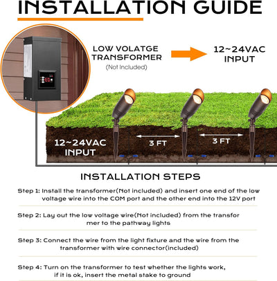 Low Voltage LED Landscape Spotlights with Spike Stand, 12V 9W, 5CCT, Bronze, 4 PCs