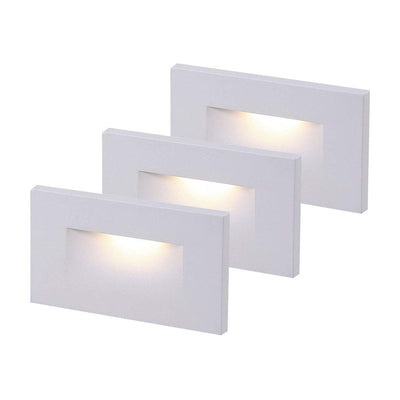 Cloudy Bay white LED step light with rounded rectangular face plate on white background