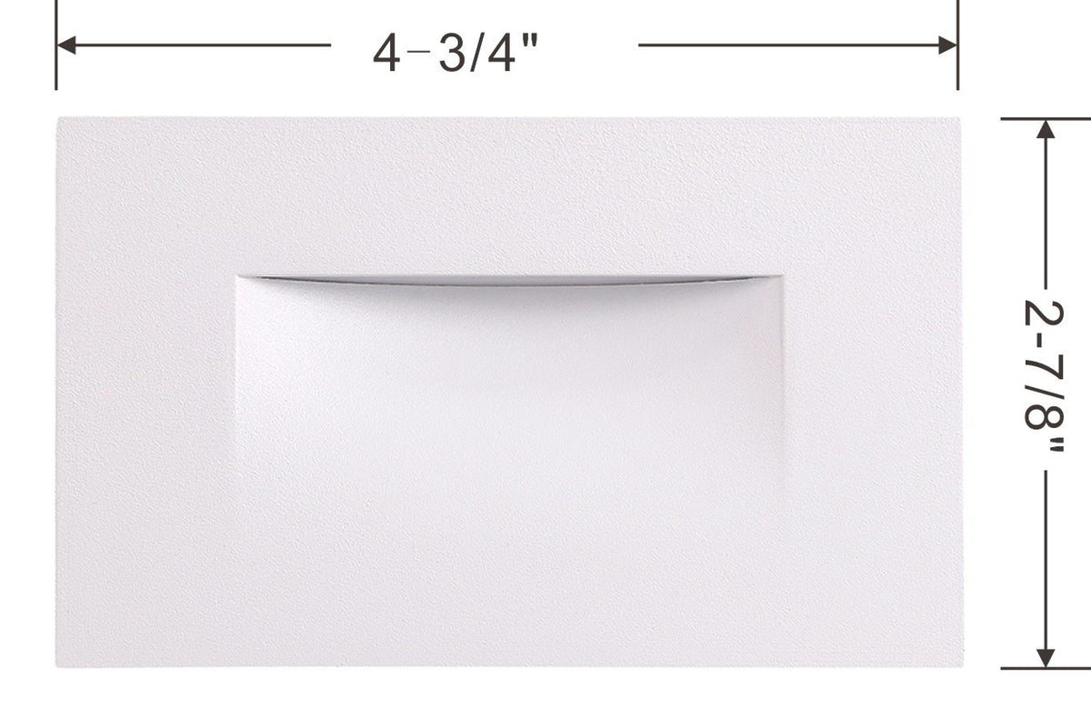 Faceplate dimensions and cutout size for the white recessed step light