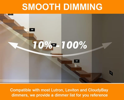 LED Step/Stair Light, 120V 3W, Dimmable, 3CCT, Metal Black, 6 PCs