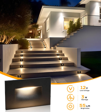 What's in the box: 1 step lights with brackets, wire nuts and hardware