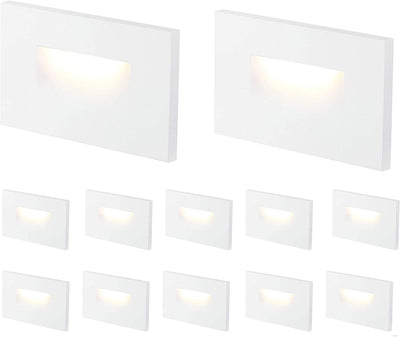LED Step/Stair Light, 120V 3W 100lm, 3CCT, Dimmable, White Finish, 12 PCs