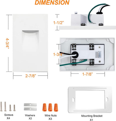 LED Step/Stair Light, V-Mount, 120 3W, 100lm, 5 CCT, White,  6 PCs