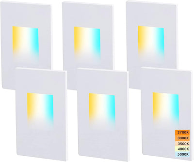 LED Step/Stair Light, V-Mount, 120 3W, 100lm, 5 CCT, White,  6 PCs