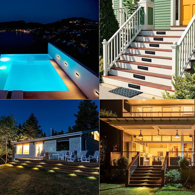 Low Voltage LED Landscape Cutoff Stair Riser Light, 2.5W 12V, 3CCT, Black, 12 PCs