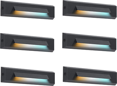 Low Voltage LED Landscape Cutoff Stair Riser Light, 2.5W 12V, 3CCT, Black, 6 PCs