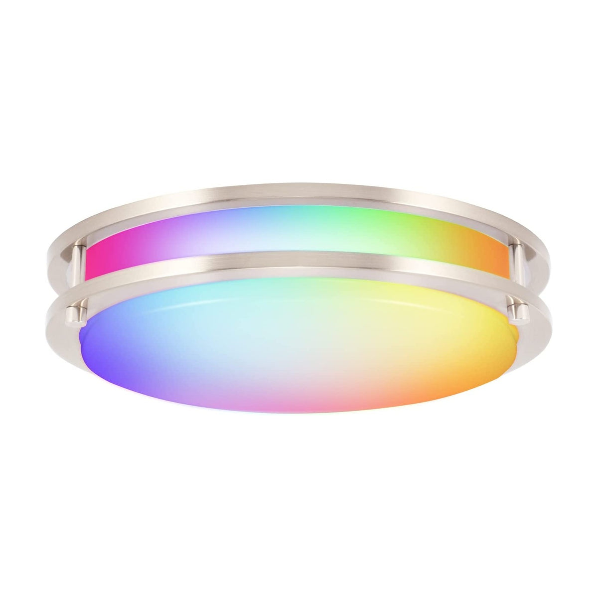 Cloudy Bay 12 inch smart flush mount LED ceiling light in brushed nickel - RGBCCT tunable, app and voice control
