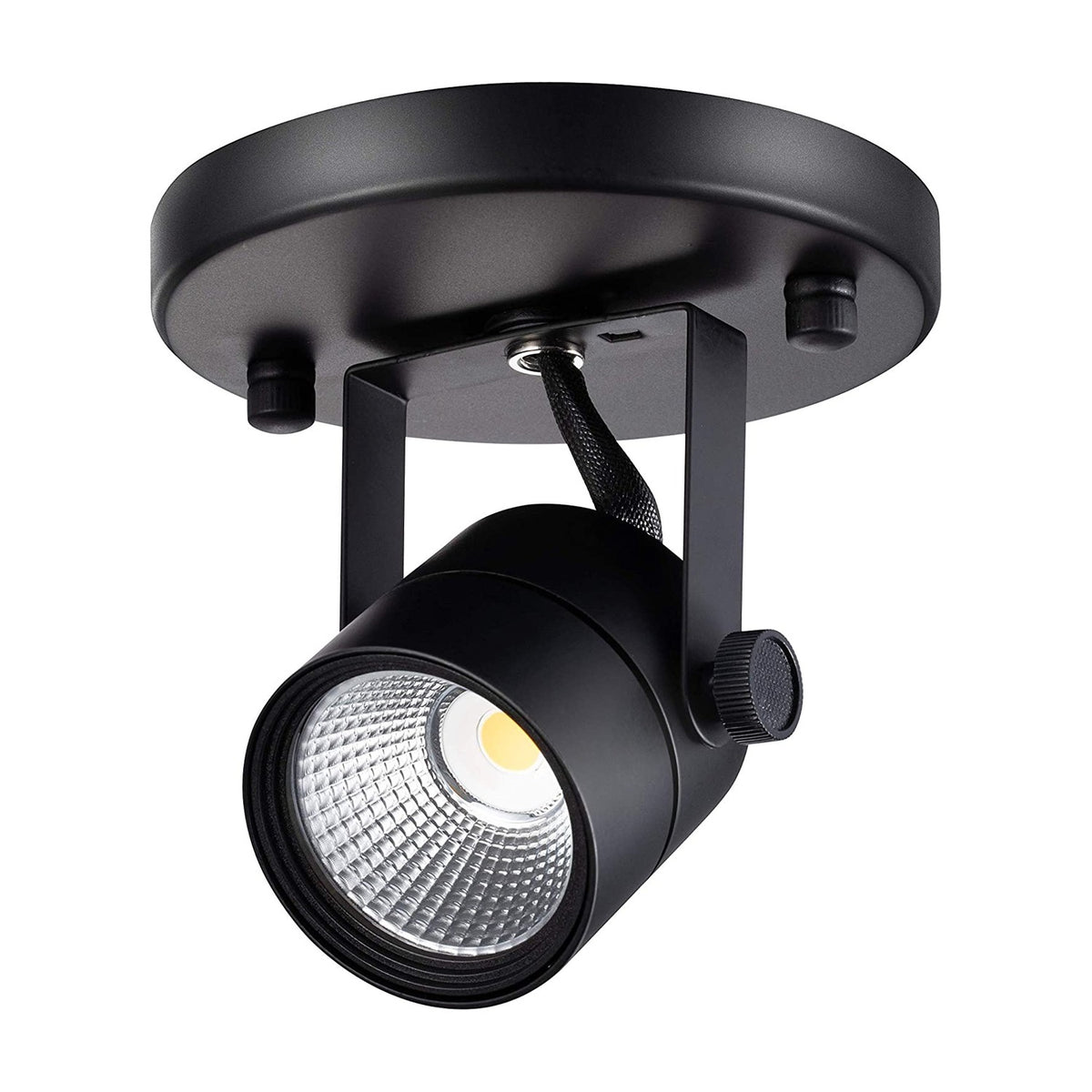 Cloudy Bay LED flush mount ceiling spot light in black - 3000K warm white, tilt adjustable head