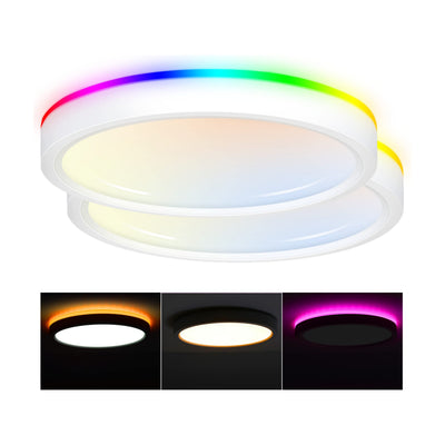 Cloudy Bay 2-pack white round LED smart flush mount ceiling lights, slim matte design on white background