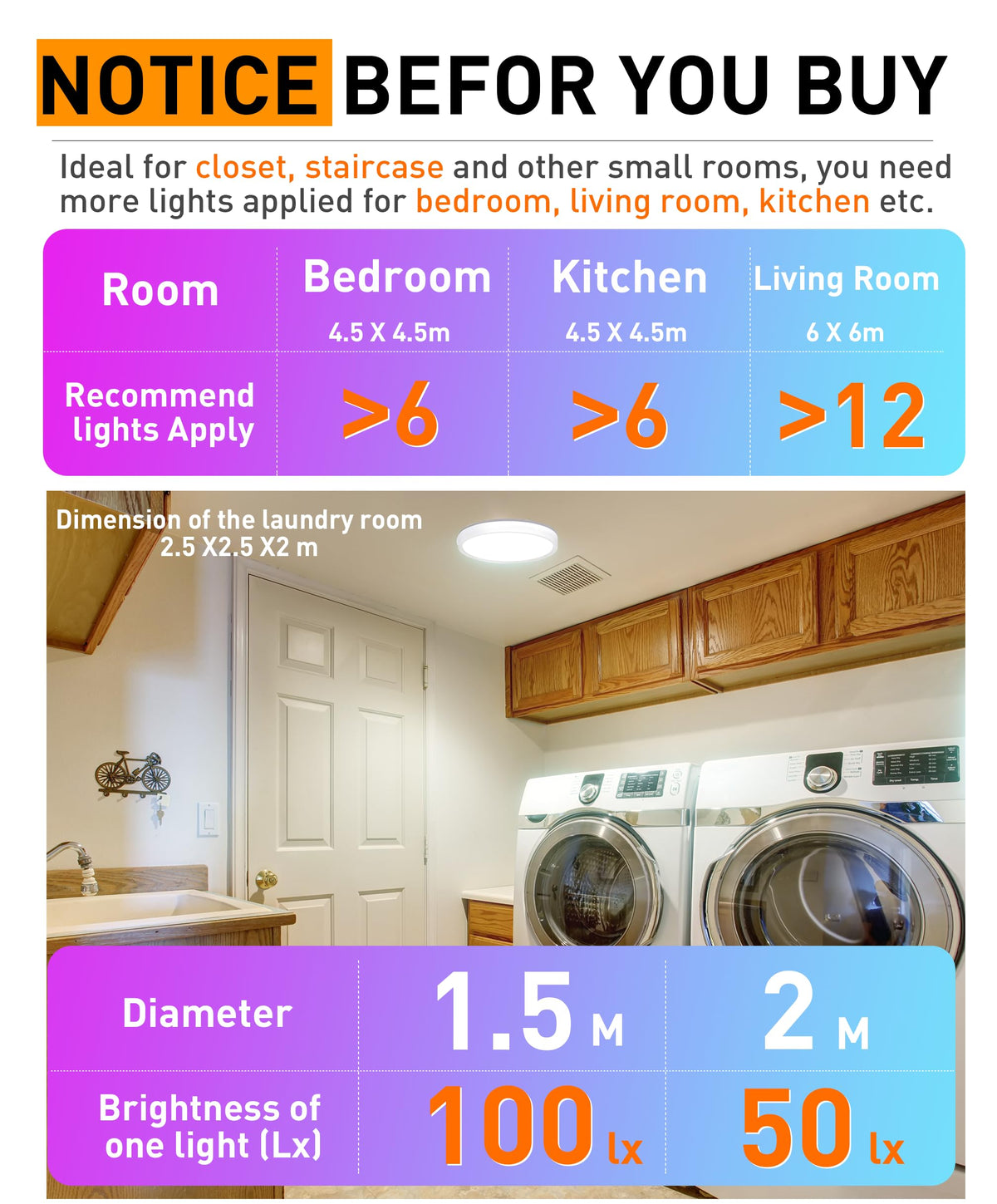 Two smart flush mount lights glowing pink and cyan RGB colors side by side on a ceiling