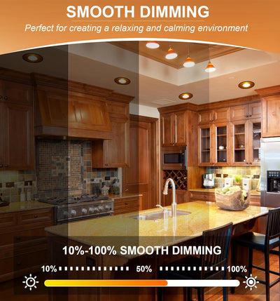 4 inch Gimbal LED Recessed Gimbal Light with Junction Box,IC Rated,9.5W CRI90+, 5CCT, Dimmable Downlight, Black, 6 PCs