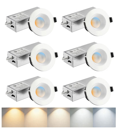 Cloudy Bay 6-pack of 2-inch 5CCT recessed downlights, white background