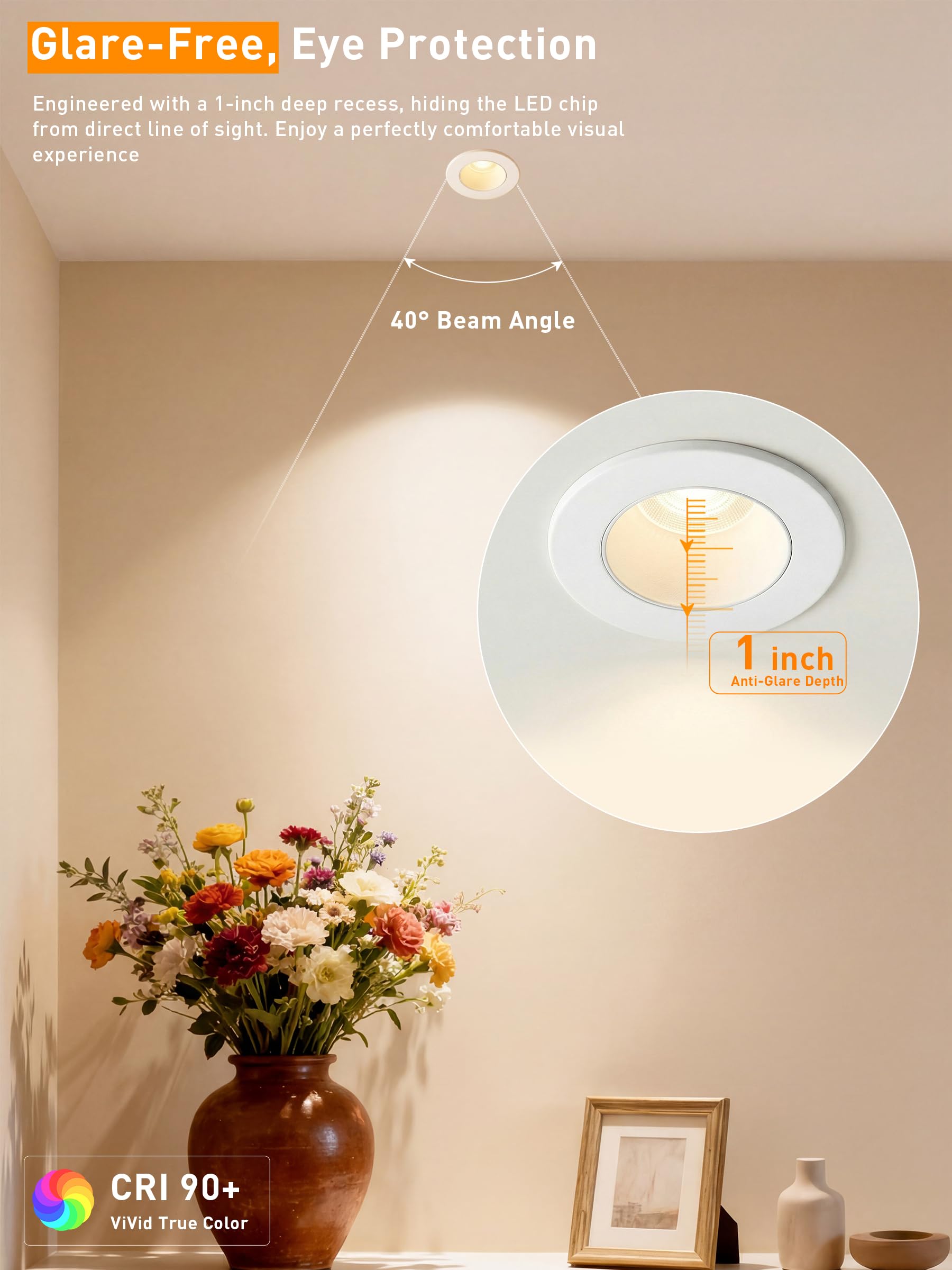 Cutout and fixture dimensions for the 2-inch 5CCT downlight