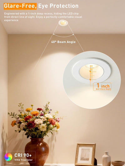 Cutout and fixture dimensions for the 2-inch 5CCT downlight