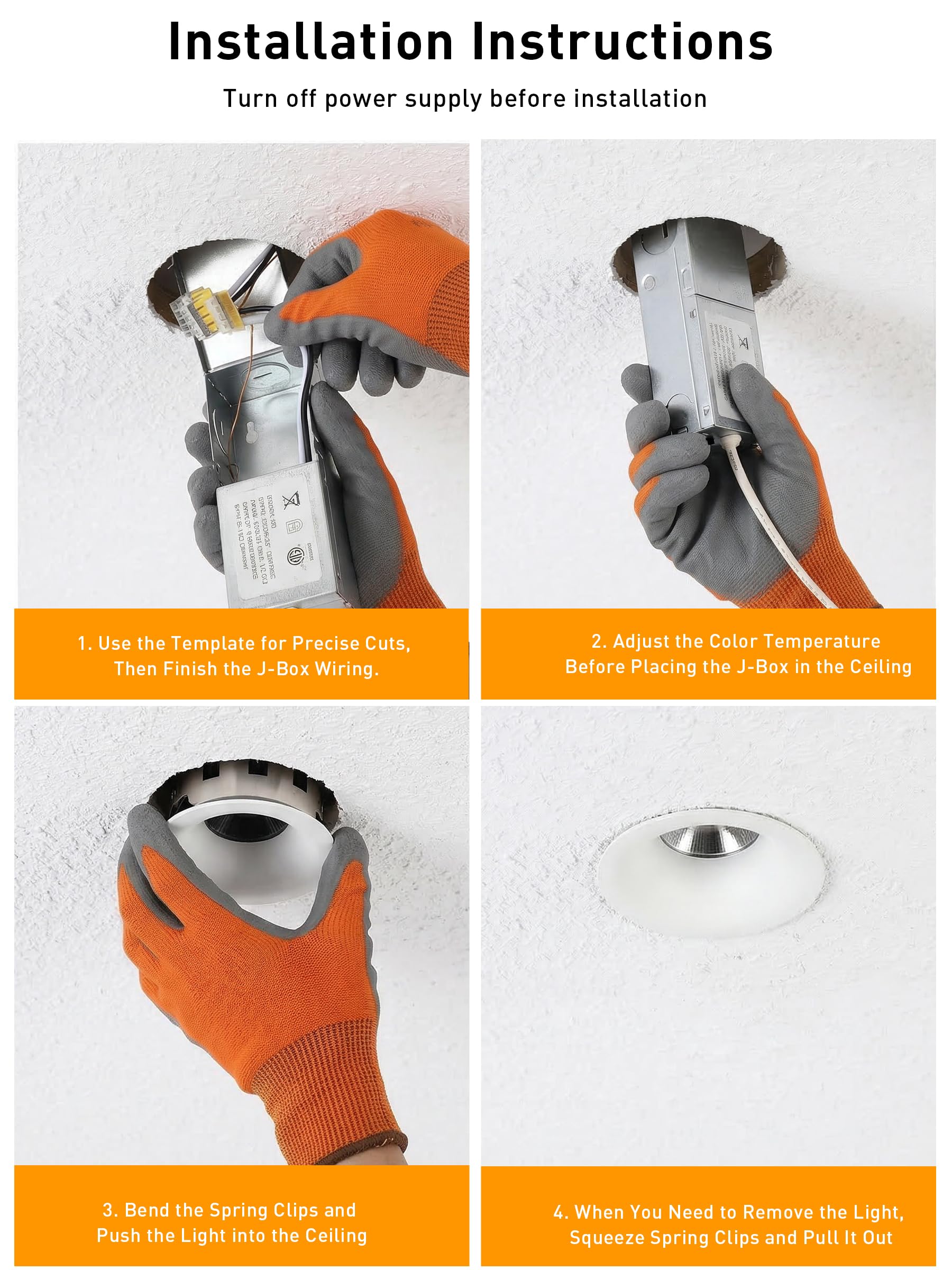 Downlights aimed at wall art, shelves or a gallery wall for accent lighting