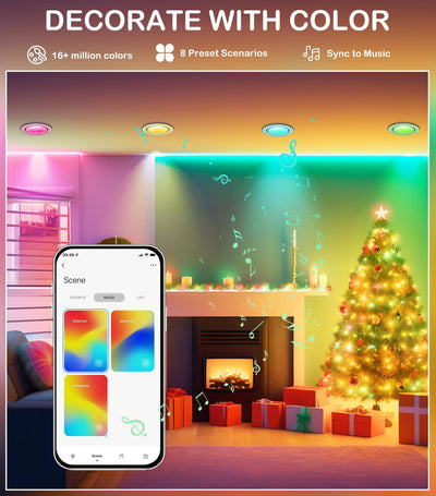 3-inch downlights casting warm light across a living room ceiling