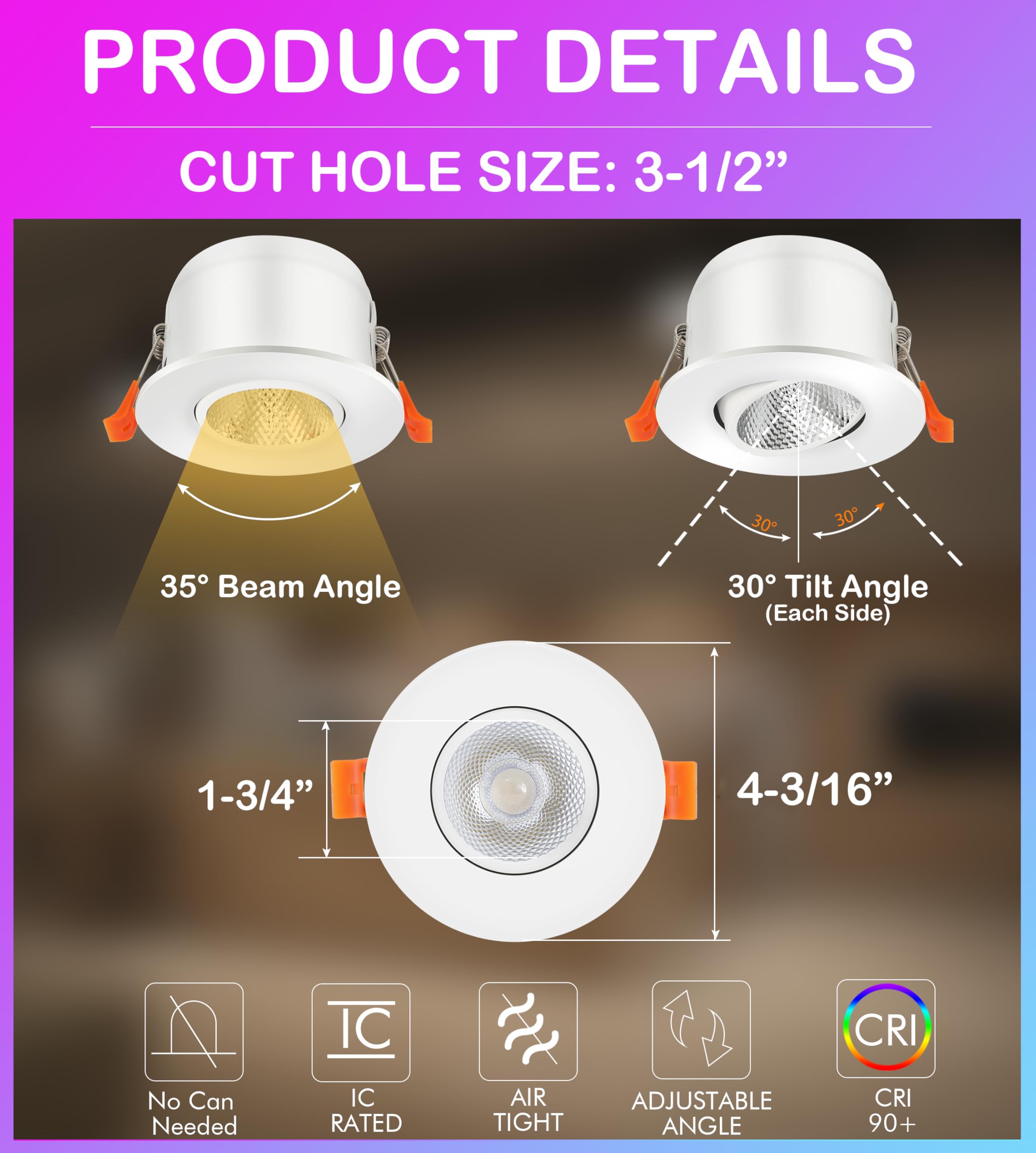 Pivot and tilt range diagram with arrow indicators and lit examples