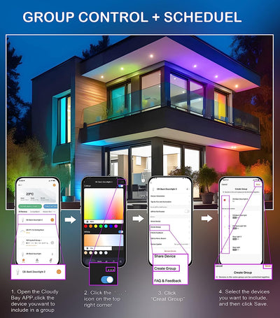 Smart LED Recessed Ceiling Light, Canless Baffle Trim Wafer Downlight