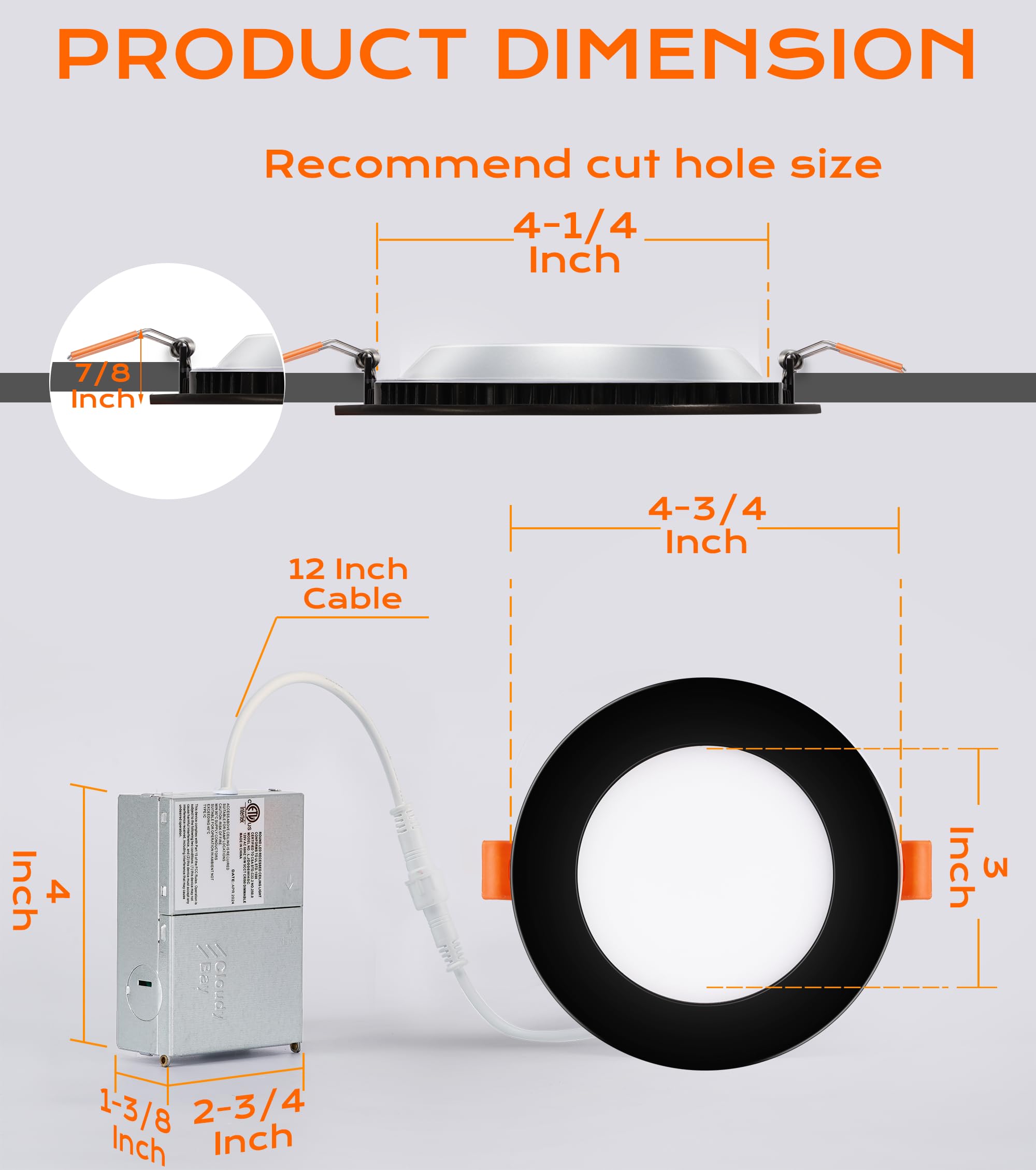 What's in the box: downlights, junction boxes, quick connectors, cutting template