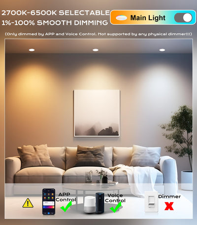 Colorful downlights glowing in a kids room ceiling, playful evening mood