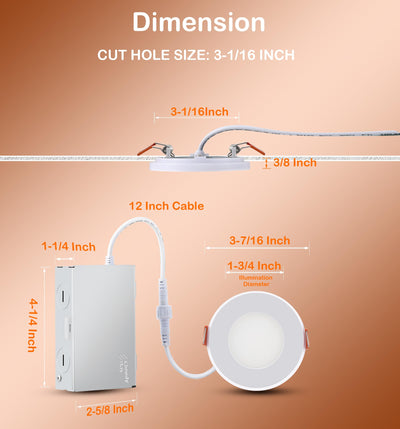 Five color temperature modes with lit panel examples