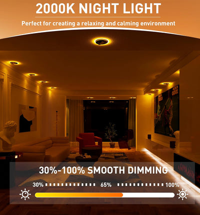 6 inch Swivel LED Gimbal Recessed Light with Night Light, 120V CRI90+, 5CCT, Black Finish, 4 PCs