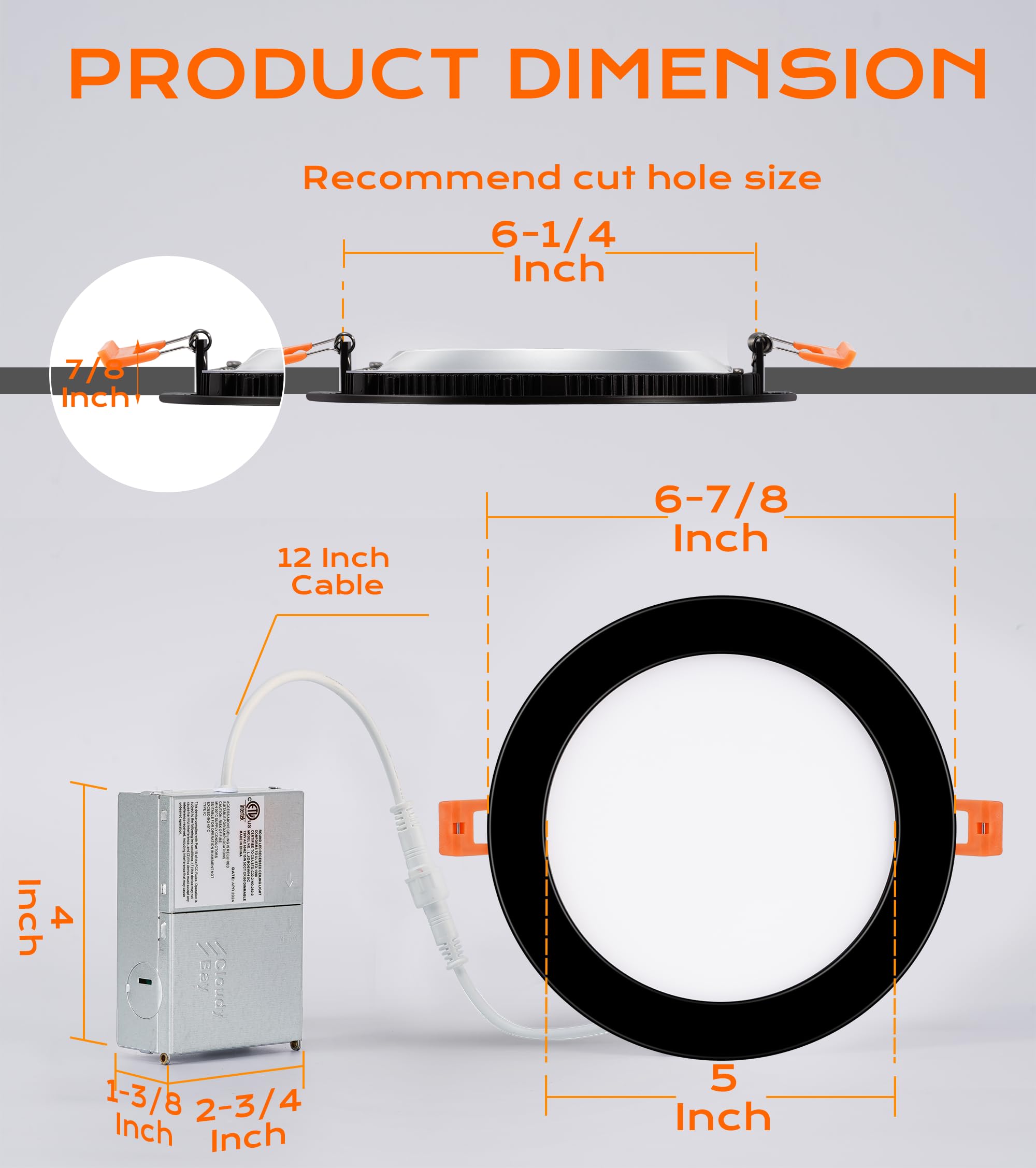 What's in the box: downlights, junction boxes, quick connectors, cutting template