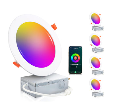 Cloudy Bay 4-pack of 6-inch smart Wi-Fi recessed downlights, white background