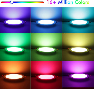 Smart Wifi Ultra Thin LED Recessed Light with Junction Box, 3 Inch,RGB CW Color Changing, Compatible with Alexa and Google Home Assistant, 2700K-6500K, CRI90+, Type IC, WET Location