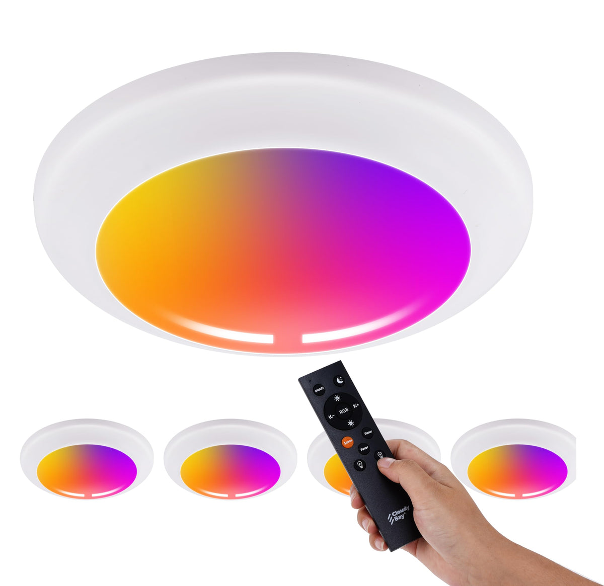 Cloudy Bay 4-pack of smart flush mount lights, white background