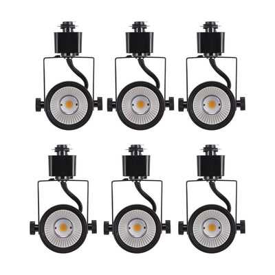 Black LED track light heads arranged in a white-background product shot
