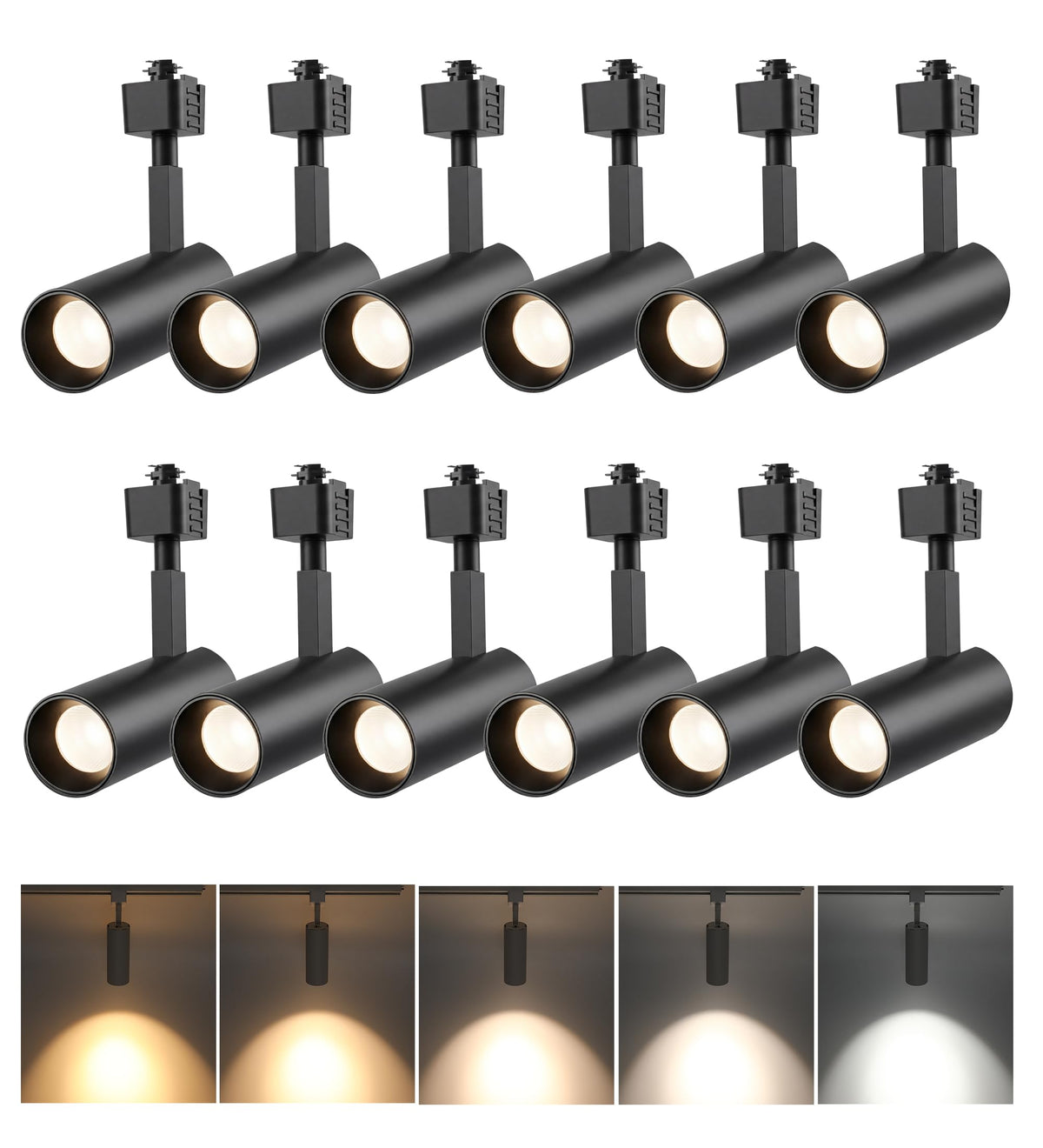 Cloudy Bay 12-pack of black track light heads, white background