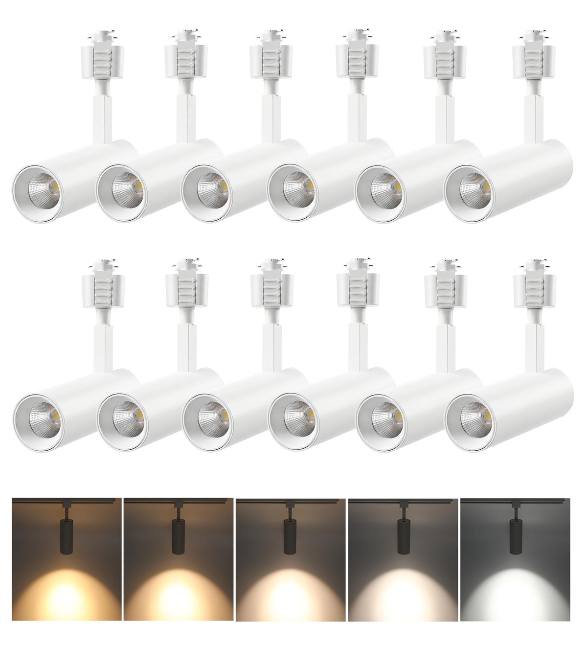 Cloudy Bay 12-pack of white track light heads, white background