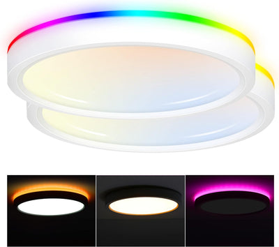 CLOUDY BAY 8 Inch LED Smart Flush Mount Ceiling Light,15W CCT,2W RGB, Compatible with Alexa and Google Home Assistant