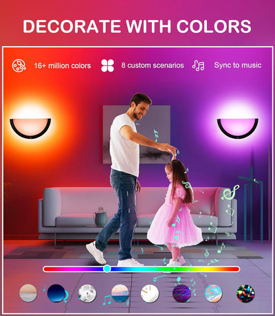 CLOUDY BAY Smart WiFi LED Wall Sconce,RGBCW Color Changing Wall Light,Compatible with Alexa and Google Home Assistant,No Hub Required,15W 2700K-6500K,CRI90+,Brushed Nickel