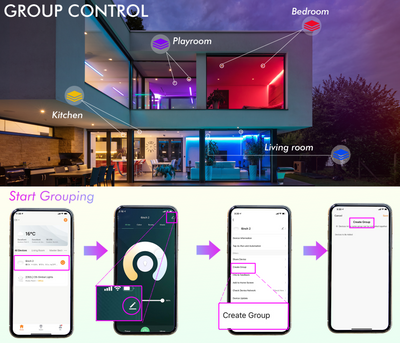 Smart WiFi LED Recessed Lights, 6 inch Gimbal, RGBCW Color Changing, White, 4 PCs