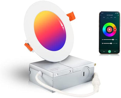 Smart Ultra Thin LED Recessed Light with Junction Box, WiFi, 4 Inch, White, 1 PC