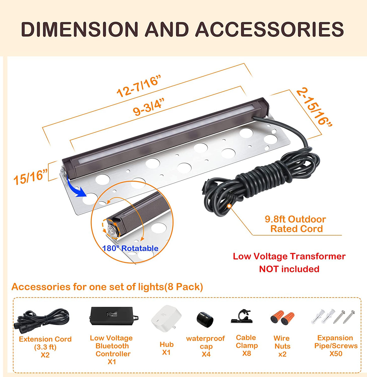 Smart Hardscape Lighting, RGBCW Color Changing Retaining Wall Light