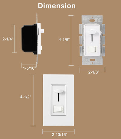 Dimmer Switch for LED Light/CFL/Incandescent, 006, 2 PCs