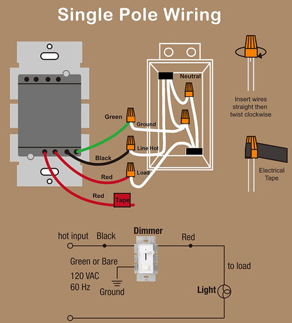 Dimmer Switch for LED Light/CFL/Incandescent, 006, 1 PC
