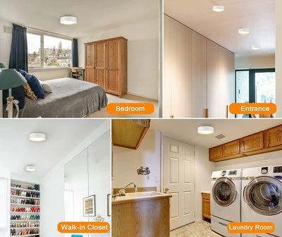 9 inch 5CCT 1200LM LED Flush Mount Ceiling Light Fixture,Sandy White with Gold Inside,2700K/3000K/3500K/4000K/5000K Selectable Selectable,120V 18W CRI90+,Dimmable