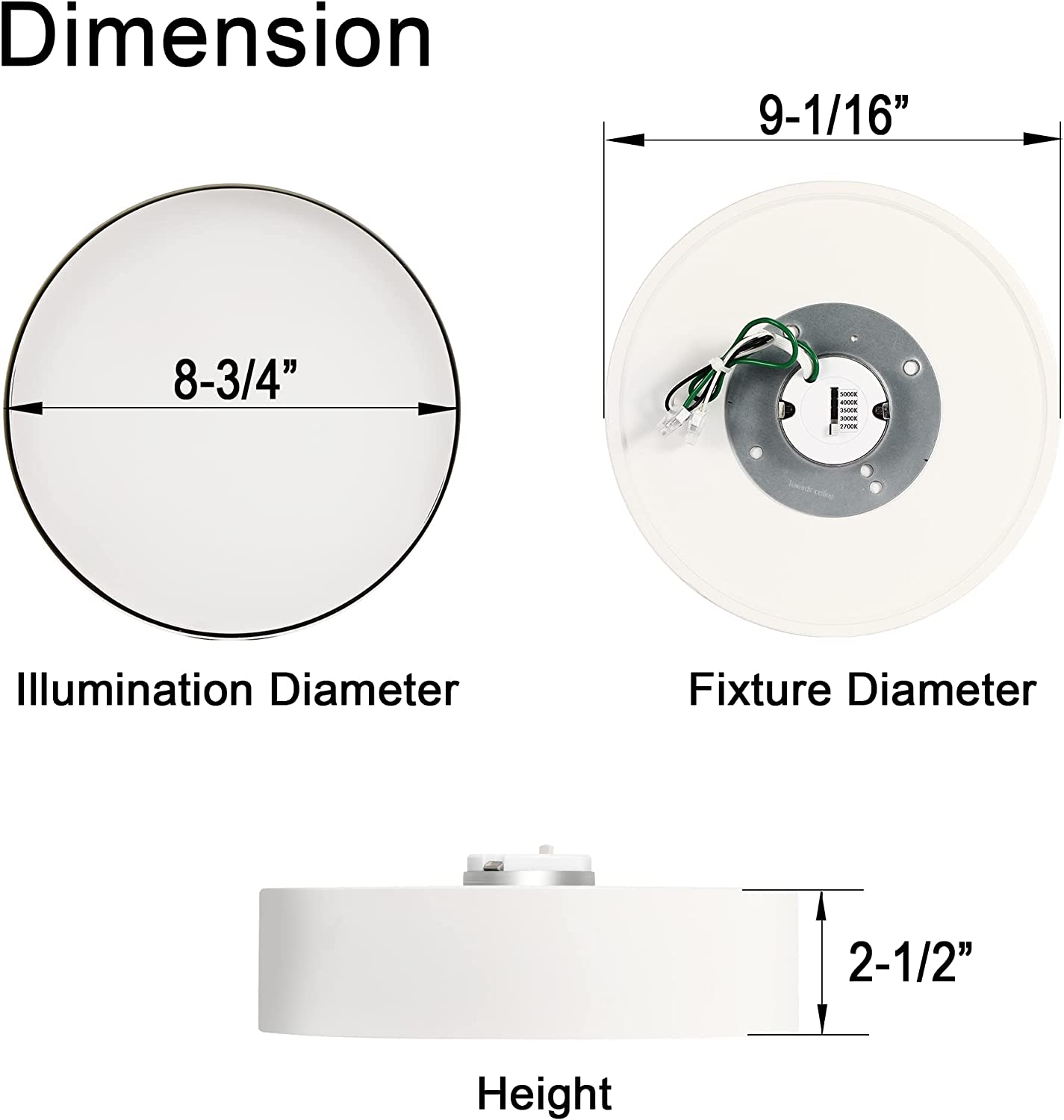 9 inch 5CCT 1200LM LED Flush Mount Ceiling Light Fixture,Sandy White with Gold Inside,2700K/3000K/3500K/4000K/5000K Selectable Selectable,120V 18W CRI90+,Dimmable
