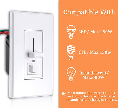 Dimmer Switch with Green Indicator for LED Light/CFL/Incandescent, 003, 1 PC