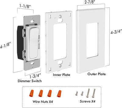 LED Digital Dimmer Switch for LED Light/CFL/Incandescent, 004, 2 PCs